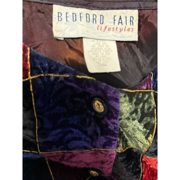 Bedford Fair Lifestyles Blouse SZ 26W Crushed Velvet Patchwork Lightweight - Picture 4 of 7